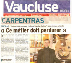 Article de presse Les Cafés d'Antan Vaucluse Matin 8 janvier 2014