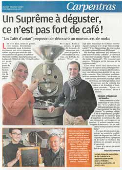 Article de presse Les Cafés d'Antan La Provence 19 Décembre 2019