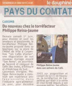 Article de presse Les Cafés d'Antan Le Dauphiné 31 Mai 2019